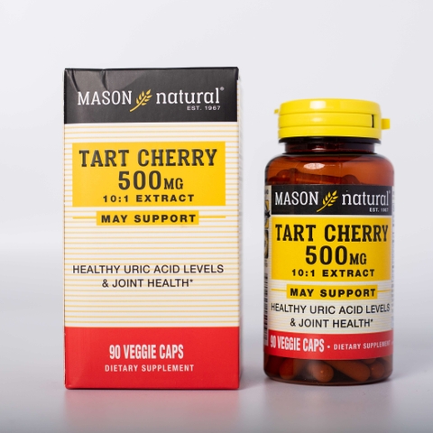 Viên Uống MASON NATURAL TART CHERRY 500MG Hỗ Trợ Giảm Acid Uric Trong Máu, Giảm Các Triệu Trứng Xương Khớp Do Gout 90 viên