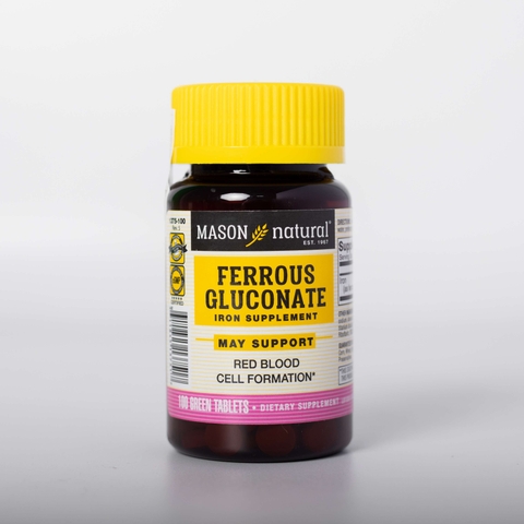 Viên Uống Sắt Cho Bà Bầu MASON NATURAL Ferrouse Gluconate Giúp Bổ Máu, Tăng Tế Bào Hồng Cầu, Không Tanh 100 Viên
