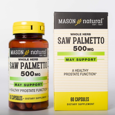 Viên uống hỗ trợ phì đại tuyến tiền liệt Saw Palmetto 500mg Mason Natural 60 viên