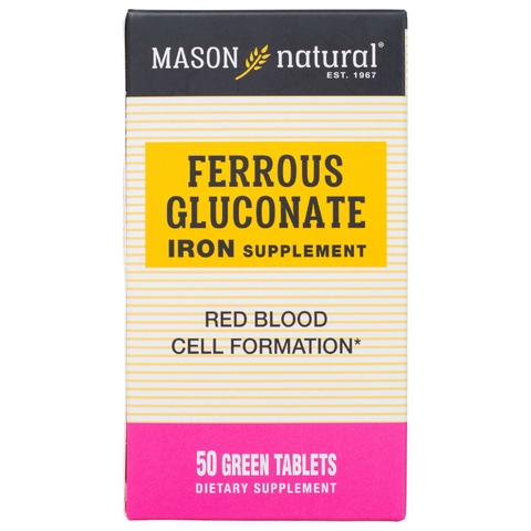 Viên Uống Sắt Cho Bà Bầu MASON NATURAL Ferrouse Gluconate Giúp Bổ Máu, Tăng Tế Bào Hồng Cầu, Không Tanh 50 Viên