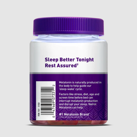 Hỗ trợ giấc ngủ ngon natrol melatonin sleep gummies 10mg hương dâu hộp 90 viên (kẹo dẻo)