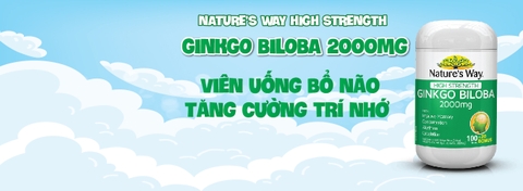 Bổ não ginkgo biloba nature's way 2000mg giúp tăng tuần hoàn máu não, giảm đau đầu 120 viên/hộp