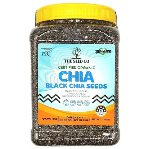 The Seed Co 1.6kg Black Chia Seeds Vegan Gluten Free Certified Organic Superfood 1.6kg