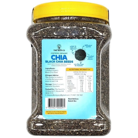 The Seed Co 1.6kg Black Chia Seeds Vegan Gluten Free Certified Organic Superfood 1.6kg