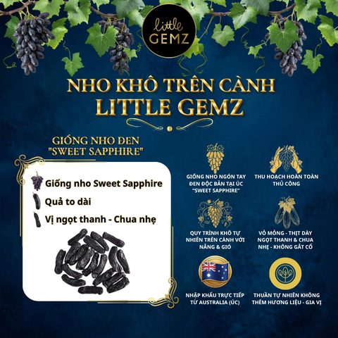 Nho khô Ngón Tay Little Gemz Sweet Sapphire Dried Grapes Clusters 300g