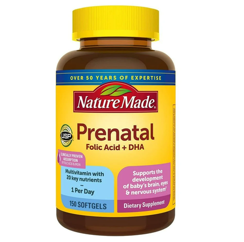 Vitamin tổng hợp cho bà bầu nature made prenatal folic + dha hộp 150 viên nội địa Mỹ