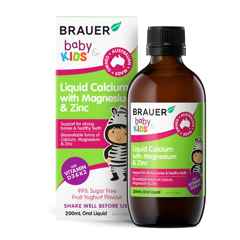 Siro canxi, magie và kẽm brauer cho trẻ trên 1 tuổi giúp xương và răng chắc khỏe chai 200ml