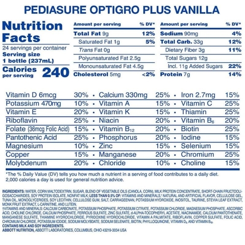 Thùng 24 chai sữa nước pediasure grow & gain immune support nội địa Mỹ tăng sức đề kháng vị vani 237ml