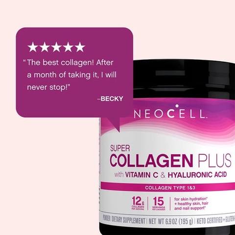 Collagen dạng bột neocell với vitamin c và acid hyaluronic hộp 195g giúp duy trì độ ẩm cho da khỏe mạnh
