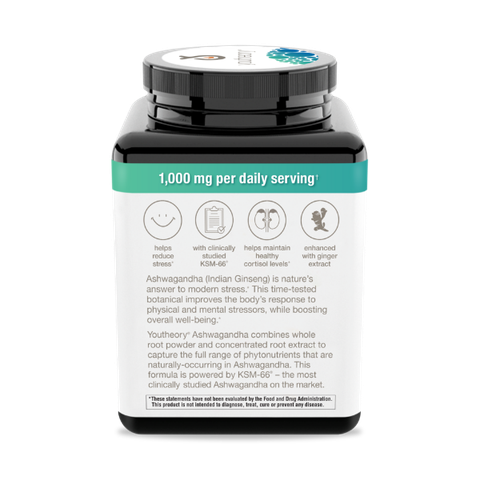 Viên uống nhân sâm ấn độ youtheory ashwagandha 1000mg giảm căng thẳng hộp 180 viên