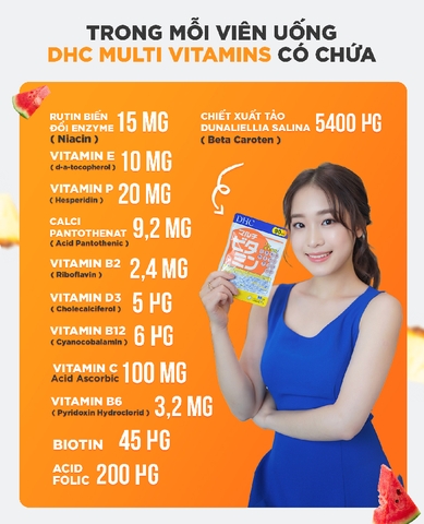 Vitamin tổng hợp DHC multi vitamins tăng sức đề kháng, làm chậm quá trình lão hóa, tăng sức khỏe tổng thể - 30 viên