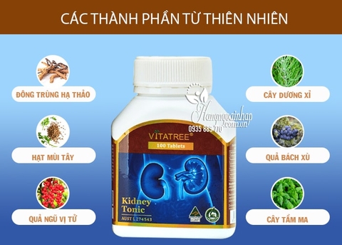 Bổ thận vitatree kindey tonic 100 tablets tăng cường chức năng thận, tráng dương hỗ trợ sinh lý nam