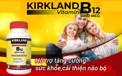 Vitamin b12 kirkland signature 5000mcg 300 viên ngậm hỗ trợ chức năng hệ thần kinh, sản sinh năng lương
