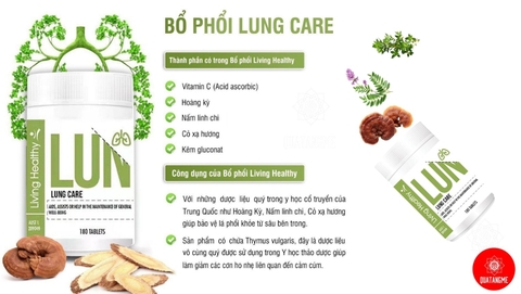 Bổ phổi Living Healthy Lung Care giúp giải độc phổi hộp 180 viên