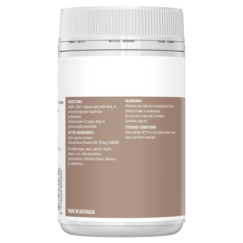 Vitamin D3 ngừa loãng xương Healthy Care Vitamin D3 1000IU 250 viên