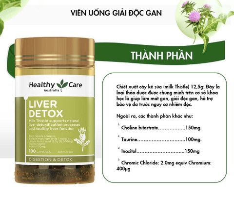 Hỗ trợ gan Healthy Care Liver Detox hộp 100 viên