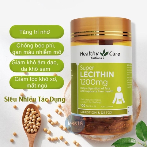 Viên uống tinh chất mầm đậu nành Healthy Care Super Lecithin 1200mg 100 viên