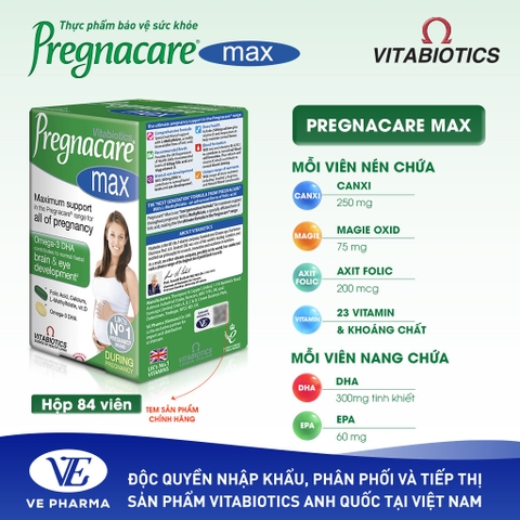 TPBVSK Pregnacare Max  bổ sung vitamin,khoáng chất cho phụ nữ mang thai &cho con bú vitabiotics