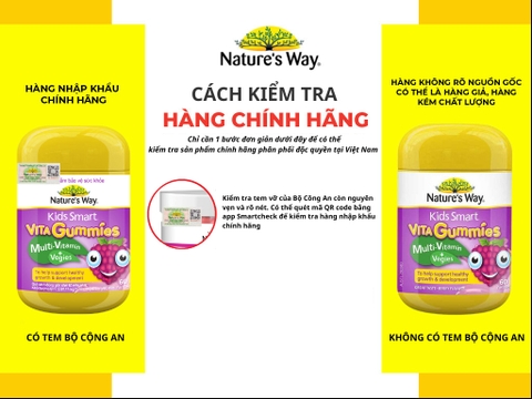 Kẹo dẻo bổ sung vitamin từ rau Nature's Way Vita Gummies Multivitamin+Vegies cho bé 60 viên bổ sung chất xơ cho bé phát triển toàn diện