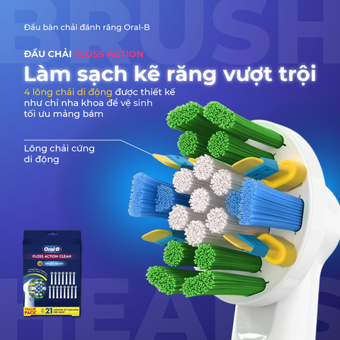 Combo 3 đầu bàn chải thay thế Oral-B Floss action clean set 16 ( 3 đầu tách lẻ từ 16 đầu)