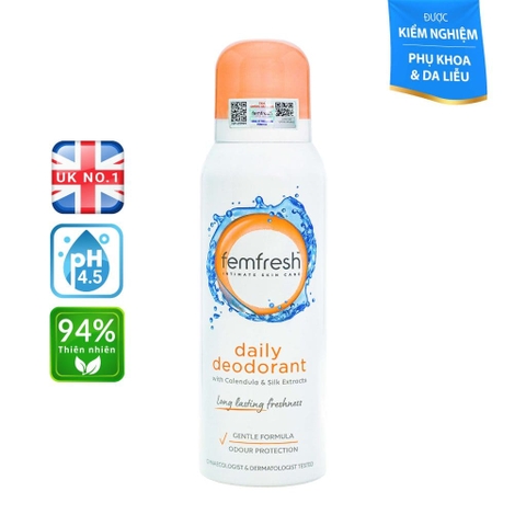 Xịt khử mùi và thơm mát vùng kín cao cấp Femfresh Daily Deodorant Spray 125ml