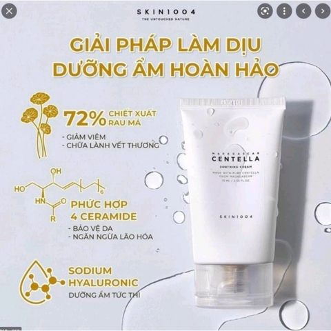7/24 Kem dưỡng ẩm phục hồi da skin1004 madagascar centella soothing cream tuýp 75ml