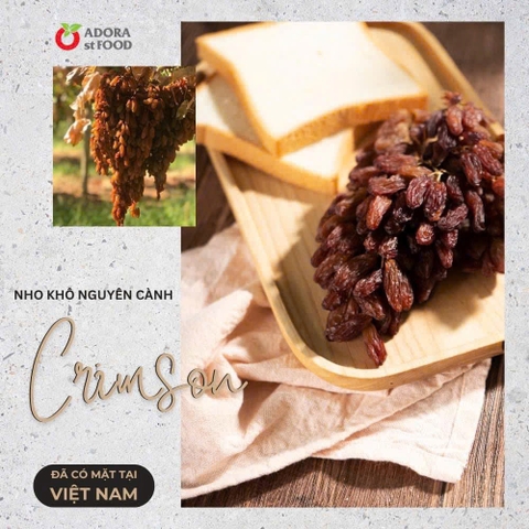 Nho Khô Nguyên Cành Adora st Food Dried Grapes Cluster Crimson  500g đặc sản của Úc
