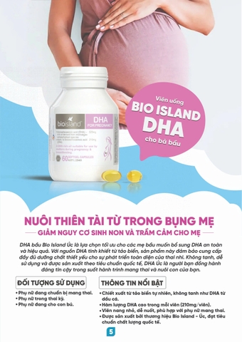 Bio Island DHA Cho Bà Bầu 60 Viên cho từ 10 tuần tuổi trong bụng mẹ