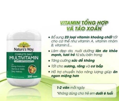 Vitamin tổng hợp Nature’s Way Complete Daily Multivitamin Úc hộp 200 viên