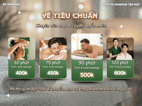 MASSAGE TẠI NHÀ GIÁ RẺ ( VÉ TIÊU CHUẨN)