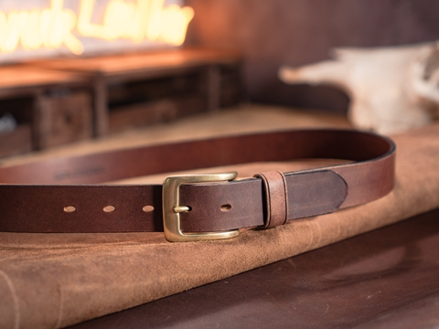 Thắt lưng nam V2S 3.8cm bản lớn | Khoá đồng thau nguyên chất Solid Brass | Da bò nguyên miếng tặng đinh đục