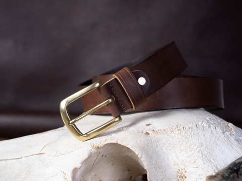 Thắt lưng nam BM5S 3.4cm bản công sở  | Khoá đồng thau nguyên chất Solid Brass | Da bò nguyên miếng tặng đinh đục