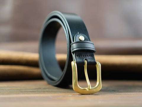 Thắt lưng nam BM3D 3.4cm bản công sở | Khoá đồng thau nguyên chất Solid Brass | Da bò nguyên miếng tặng đinh đục