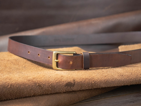 Thắt lưng BF5S 2.8cm bản nhỏ | Khoá đồng thau nguyên chất Solid Brass | Da bò nguyên miếng tặng đinh đục