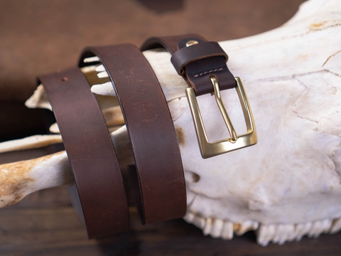 Thắt lưng BF6S 2.8cm bản nhỏ  | Khoá đồng thau nguyên chất Solid Brass | Da bò nguyên miếng tặng đinh đục