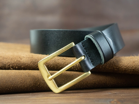 Thắt lưng nam N2D 3.8cm bản lớn | Khoá đồng thau nguyên chất Solid Brass | Da bò nguyên miếng tặng đinh đục