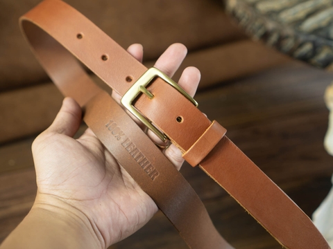 Thắt lưng BF5V 2.8cm bản nhỏ | Khoá đồng thau nguyên chất Solid Brass | Da bò nguyên miếng tặng đinh đục