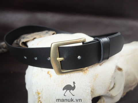 Thắt lưng nam N3D 3.8cm bản lớn | Khoá đồng thau nguyên chất Solid Brass | Da bò nguyên miếng tặng đinh đục