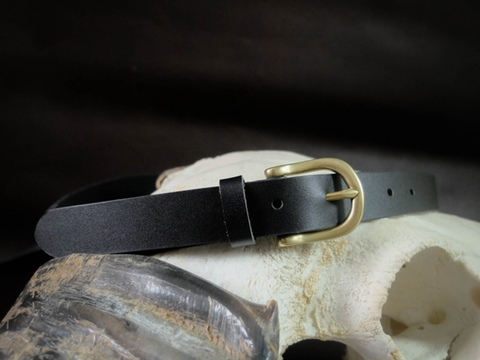 Thắt lưng BS2D 2.4cm bản nhỏ  | Khoá đồng thau nguyên chất Solid Brass | Da bò nguyên miếng tặng đinh đục