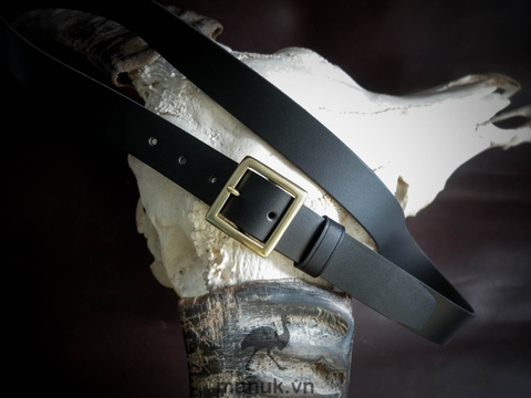 Thắt lưng nam BM9 3.4cm bản công sở | Khoá đồng thau nguyên chất Solid Brass | Da bò nguyên miếng tặng đinh đục