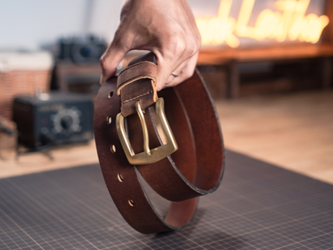 Thắt lưng nam N3S 3.8cm bản lớn | Khoá đồng thau nguyên chất Solid Brass | Da bò nguyên miếng tặng đinh đục