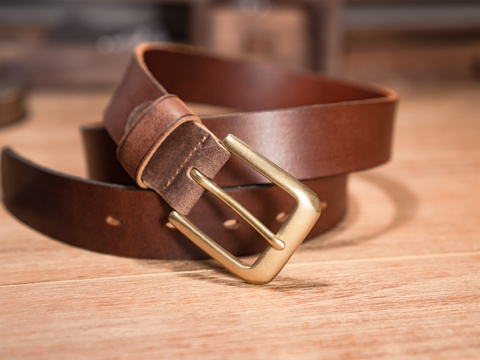 Thắt lưng nam V4S 3.8cm bản lớn | Khoá đồng thau nguyên chất Solid Brass | Da bò nguyên miếng tặng đinh đục