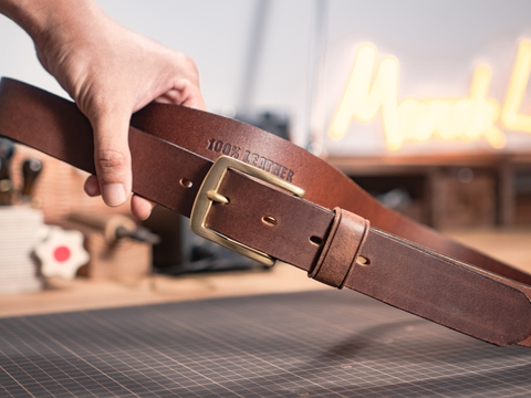 Thắt lưng nam N2S 3.8cm bản lớn| Khoá đồng thau nguyên chất Solid Brass | Da bò nguyên miếng tặng đinh đục