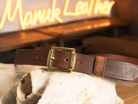 Thắt lưng nam C4S 3.8cm bản lớn | Khoá đồng thau nguyên chất Solid Brass | Da bò nguyên miếng tặng đinh đục