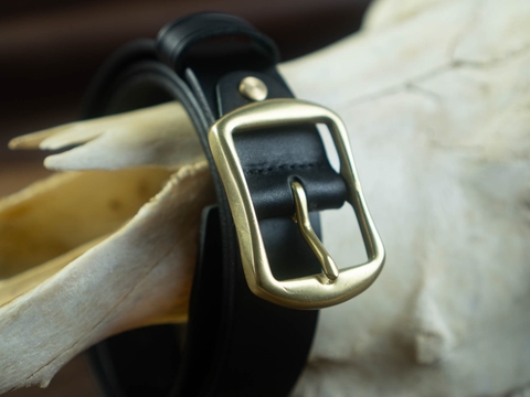 Thắt lưng nam BM1D 3.4cm bản công sở  | Khoá đồng thau nguyên chất Solid Brass | Da bò nguyên miếng tặng đinh đục