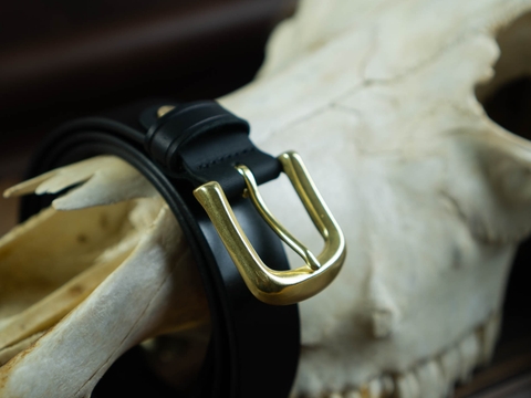 Thắt lưng nam BM2D 3.4cm bản công sở  | Khoá đồng thau nguyên chất Solid Brass | Da bò nguyên miếng tặng đinh đục