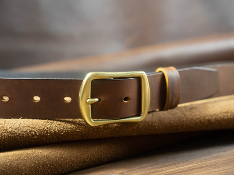 Thắt lưng nam BM1S 3.4cm bản công sở  | Khoá đồng thau nguyên chất Solid Brass | Da bò nguyên miếng tặng đinh đục