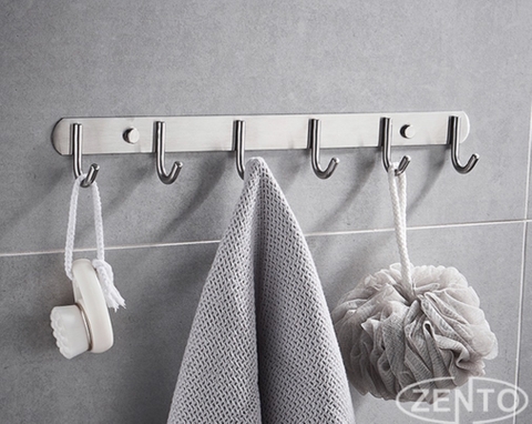 Móc Áo Treo Nhà Vệ Sinh 6 Móc Inox Bắt Tường (3)