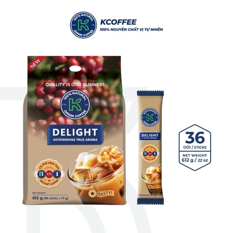 Túi Cà Phê Sữa Hoà Tan 3in1 K DELIGHT 612g x 36 gói