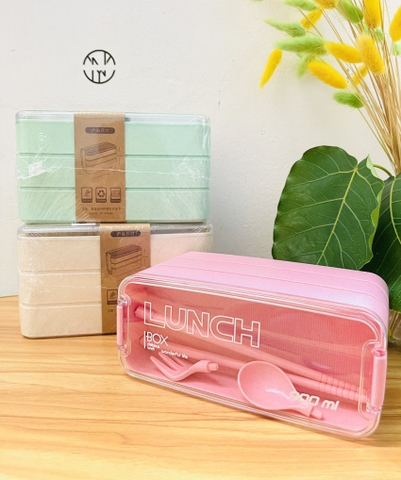 HỘP ĐỰNG CƠM LUNCH BOX 3 TẦNG KÈM ĐŨA MUỖNG (3)